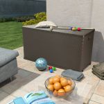 Cutie de depozitare pentru gradina maro 120x56x63 cm PP ratan