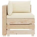 Canapea de gradina din paleti cu 3 locuri, perne, lemn