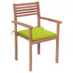 Scaune de gradina cu perne verde deschis 2 buc. lemn masiv tec, verde