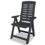 Scaune de gradina rabatabile, 2 buc., antracit, plastic