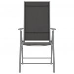 Scaune de gradina pliante, 8 buc., textilena, negru