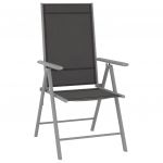 Scaune de gradina pliante, 8 buc., textilena, negru