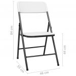 Scaune de gradina pliabile, 2 buc., alb, HDPE