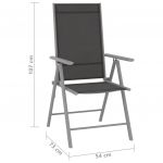 Scaune de gradina pliante, 8 buc., textilena, negru