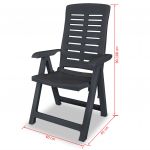 Scaune de gradina rabatabile, 2 buc., antracit, plastic