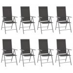 Scaune de gradina pliante, 8 buc., textilena, negru