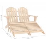 Scaun gradina Adirondack cu 2 locuri & otoman alb