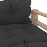 Canapea de gradina din paleti, 2 locuri, perne, lemn