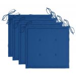 Scaune gradina cu perne albastru regal, 3 buc., lemn masiv tec, albastru