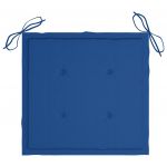 Scaune gradina cu perne albastru regal, 3 buc., lemn masiv tec, albastru