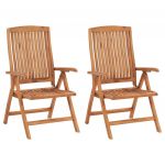 Scaune de gradina cu perne model frunze, 2 buc, lemn masiv tec, maro