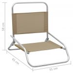 Scaune de plaja pliante, 2 buc., material textil, gri taupe