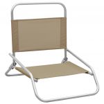 Scaune de plaja pliante, 2 buc., material textil, gri taupe