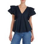 Bluza de bumbac organic cu maneci cu volane