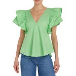 Bluza de bumbac organic cu maneci cu volane