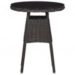 Set mobilier bistro de gradina cu perne 3 piese negru poliratan