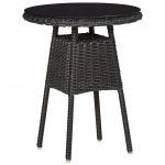 Set mobilier bistro de gradina cu perne 3 piese negru poliratan