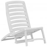 Scaun de plaja pliant, 4 buc., alb, plastic