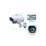 Camera de supraveghere, falsa, protectie, gri, fake camera, lumina rosie
