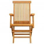 Scaune gradina, perne gri model carouri, 3 buc., lemn masiv tec, multicolor