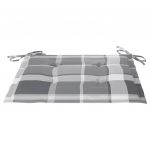 Scaune gradina, perne gri model carouri, 3 buc., lemn masiv tec, multicolor