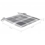 Scaune gradina, perne gri model carouri, 3 buc., lemn masiv tec, multicolor