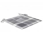 Scaune gradina, perne gri model carouri, 3 buc., lemn masiv tec, multicolor