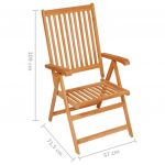 Scaune de gradina cu perne rosu carouri, 4 buc., lemn masiv tec, multicolor