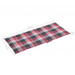 Scaune gradina cu perne, rosu model carouri, lemn masiv tec, multicolor
