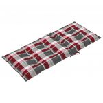 Scaune de gradina cu perne rosu carouri, 4 buc., lemn masiv tec, multicolor