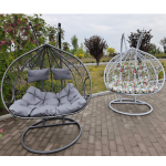 Scaun agatat dublu, alb/model floral, DALVEA 2 NEW