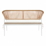 Set de mobilier de gradina din ratan, 4 piese, alb/bej, PALNY