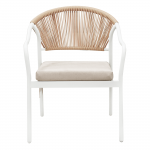 Set de mobilier de gradina din ratan, 4 piese, alb/bej, PALNY