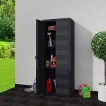 Dulap de depozitare pentru gradina cu 3 rafturi negru,