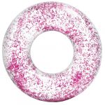 Colac gonflabil pentru inot transparent cu sclipici, SMARTIC®, 119 cm, roz