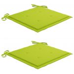 Scaune de gradina cu perne verde deschis 2 buc. lemn masiv tec,