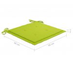 Scaune de gradina cu perne verde deschis 2 buc. lemn masiv tec,