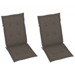 Scaune de gradina cu perne gri taupe, 2 buc., lemn masiv de tec-3062324