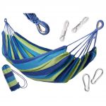 Hamac Multicolor Simplu (1 persoana), 200 x 100 cm + Kit de instalare - albastru