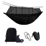 Hamac turistic din nylon cu plasa de tantari, negru, dimensiuni 260 cm x 140 cm