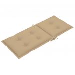 Scaun de gradina cu perna bej, lemn masiv de tec-3062364