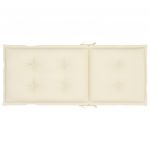 Scaun de gradina cu perna crem, lemn masiv de tec-3062363