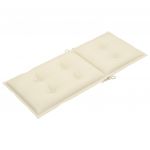 Scaun de gradina cu perna crem, lemn masiv de tec-3062363