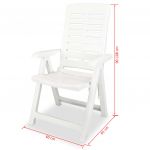 Scaune de gradina rabatabile, 2 buc., alb, plastic