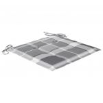 Scaune gradina, perne gri model carouri, 2 buc., lemn masiv tec