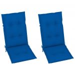Scaune gradina cu perne albastru regal, 2 buc., lemn masiv tec