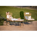Set de gradina din 5 piese din ratan, banda neagra / naturala / bej / alb-negru, VASAL