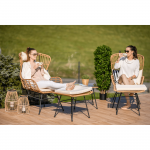Set de gradina din 5 piese din ratan, banda neagra / naturala / bej / alb-negru, VASAL