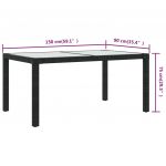 Masa de gradina maro 90x90x75 cm sticla securizata si poliratan