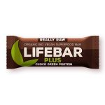 Baton cu proteine si ciocolata raw eco-bio 47g - Lifebar Plus